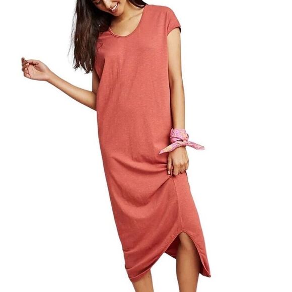 Sundry “Almost French” Asymmetrical Pink Mauve Short Sleeve Midi Dress Size 2 - Picture 1 of 9